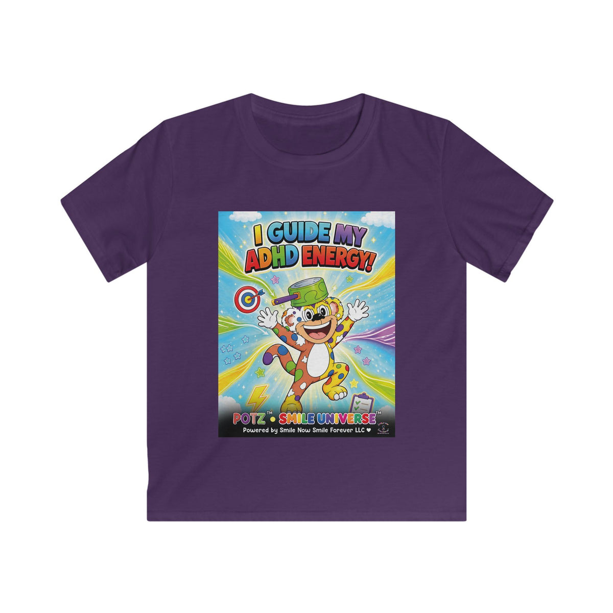 Potz™ Kids Softstyle Tee – "I Guide My ADHD Energy!" Graphic Tee | Smile Universe Collection