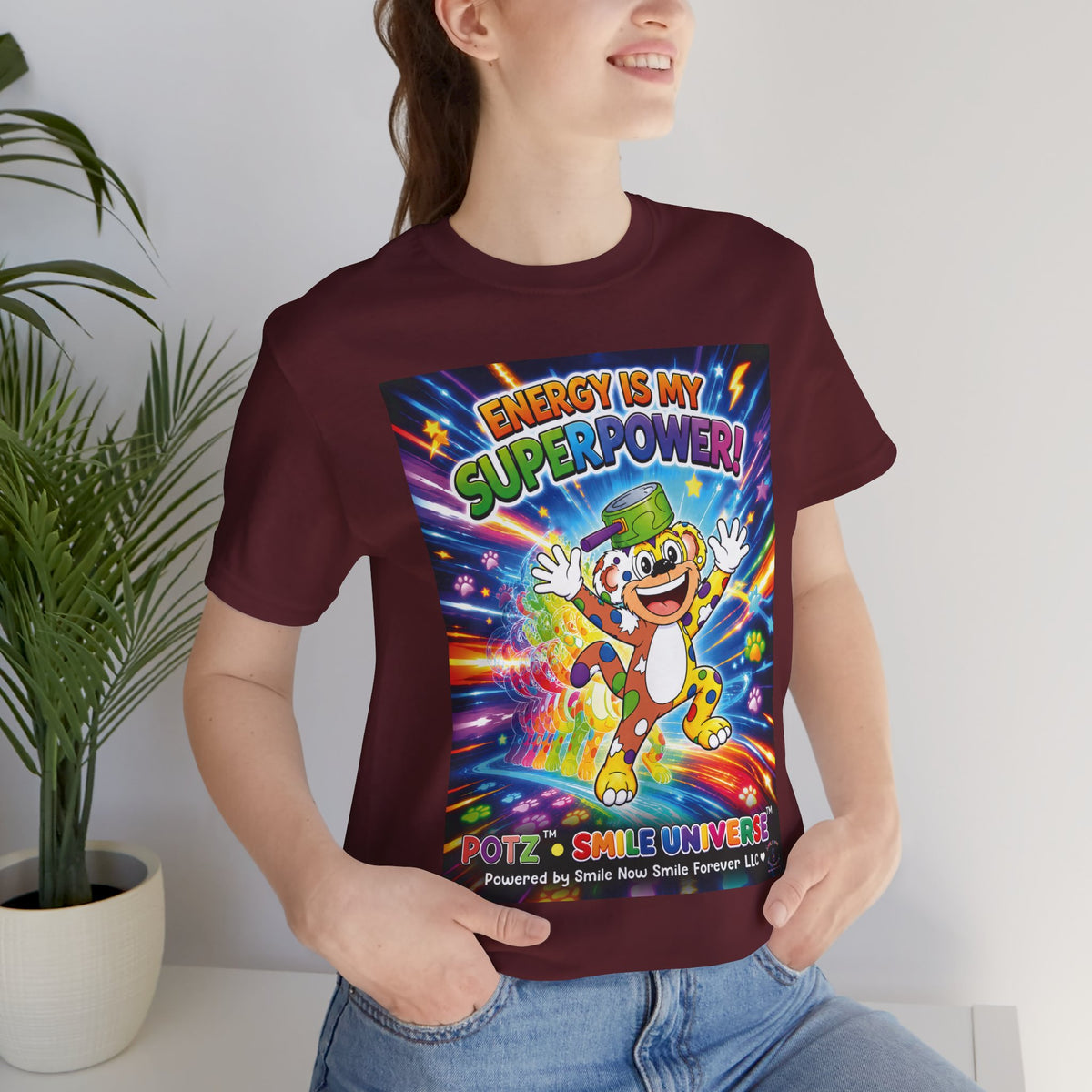 Potz™ Unisex Jersey Short Sleeve Tee – "Energy is My Superpower!" Graphic Tee | Smile Universe Collection