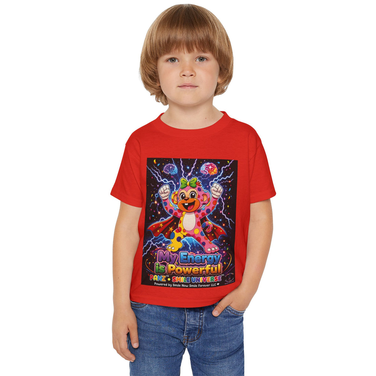 Panz™ Heavy Cotton™ Toddler T-Shirt – "My Energy is Powerful" Graphic Tee | Smile Universe Collection