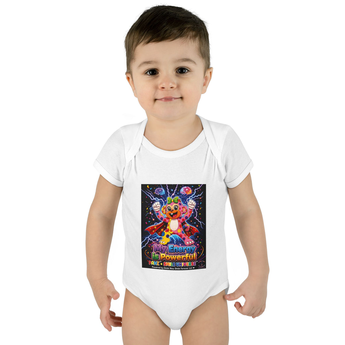 Panz™ Infant Baby Rib Bodysuit – "My Energy is Powerful" Graphic Onesie | Smile Universe Collection