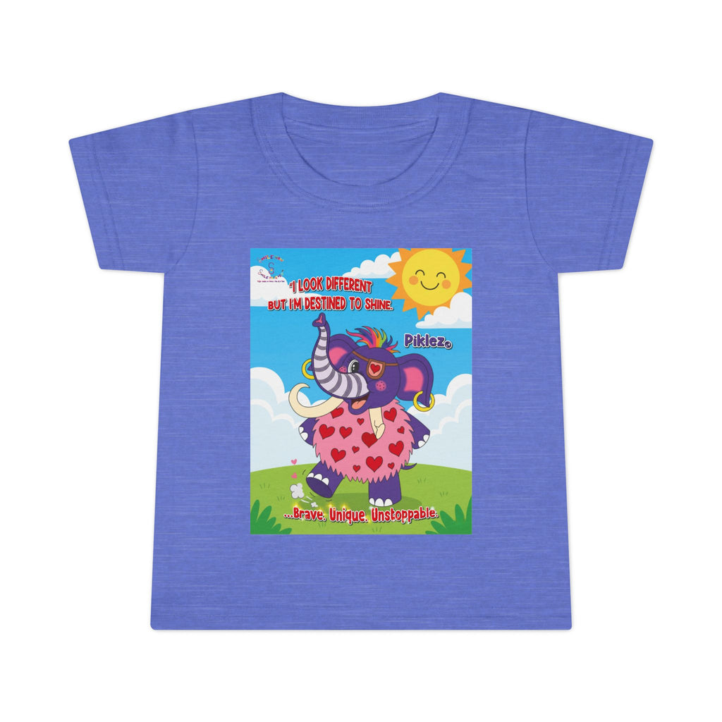 Toddler T‑Shirt — Cute Elephant Heart Design with Sun & ‘Free Hugs’ Text