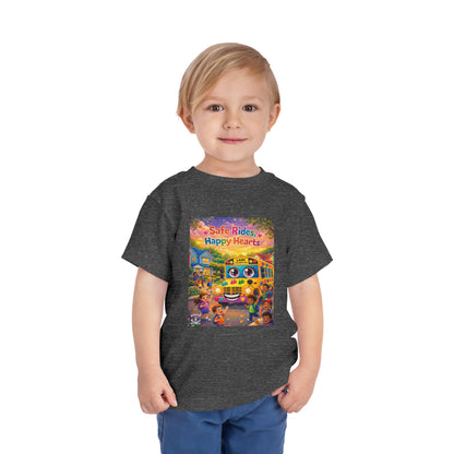 Lani™ Toddler Short Sleeve Tee – "Safe Rides, Happy Hearts" Graphic
