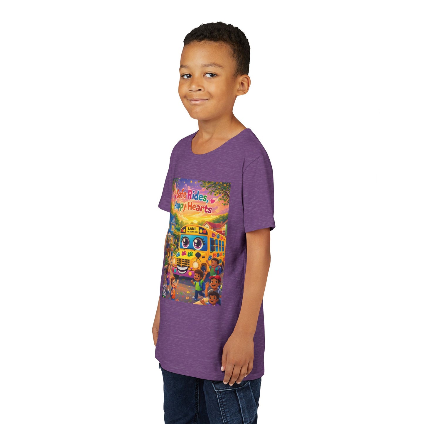 Lani™ Youth Short Sleeve Tee – "Safe Rides, Happy Hearts" Graphic