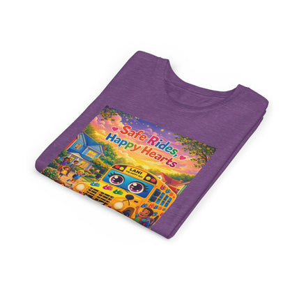Lani™ Youth Short Sleeve Tee – "Safe Rides, Happy Hearts" Graphic