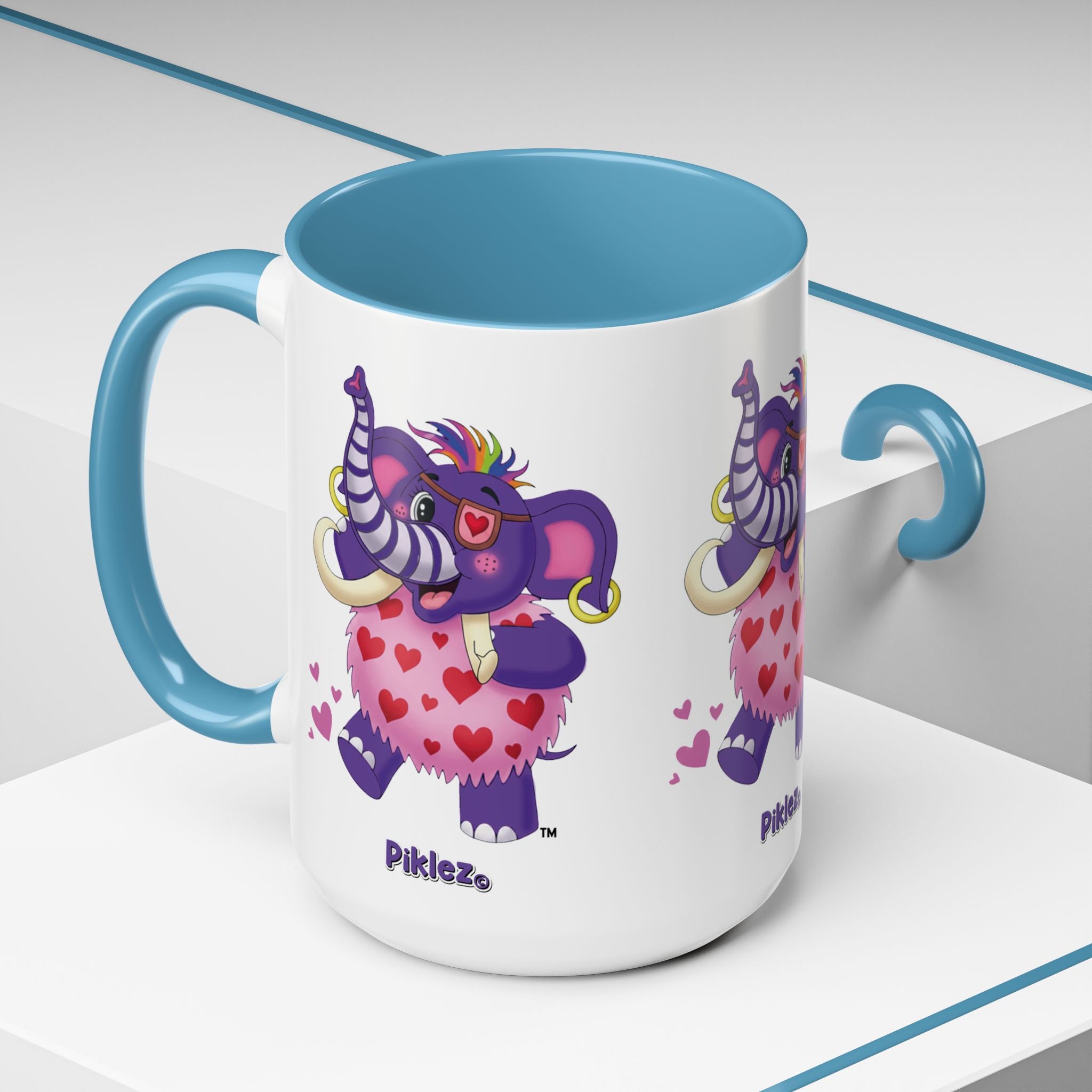 Piklez™ Accent Coffee Mug (11oz & 15oz) – "Full of Love!" Graphic | Smile Universe Collection