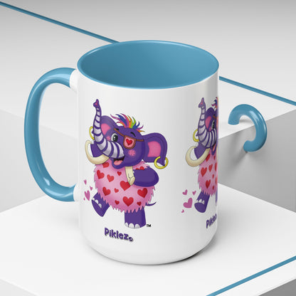 Piklez™ Accent Coffee Mug (11oz & 15oz) – "Full of Love!" Graphic | Smile Universe Collection