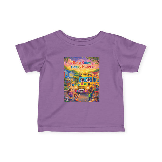 Lani™ Infant Fine Jersey Tee – "Safe Rides, Happy Hearts" Graphic