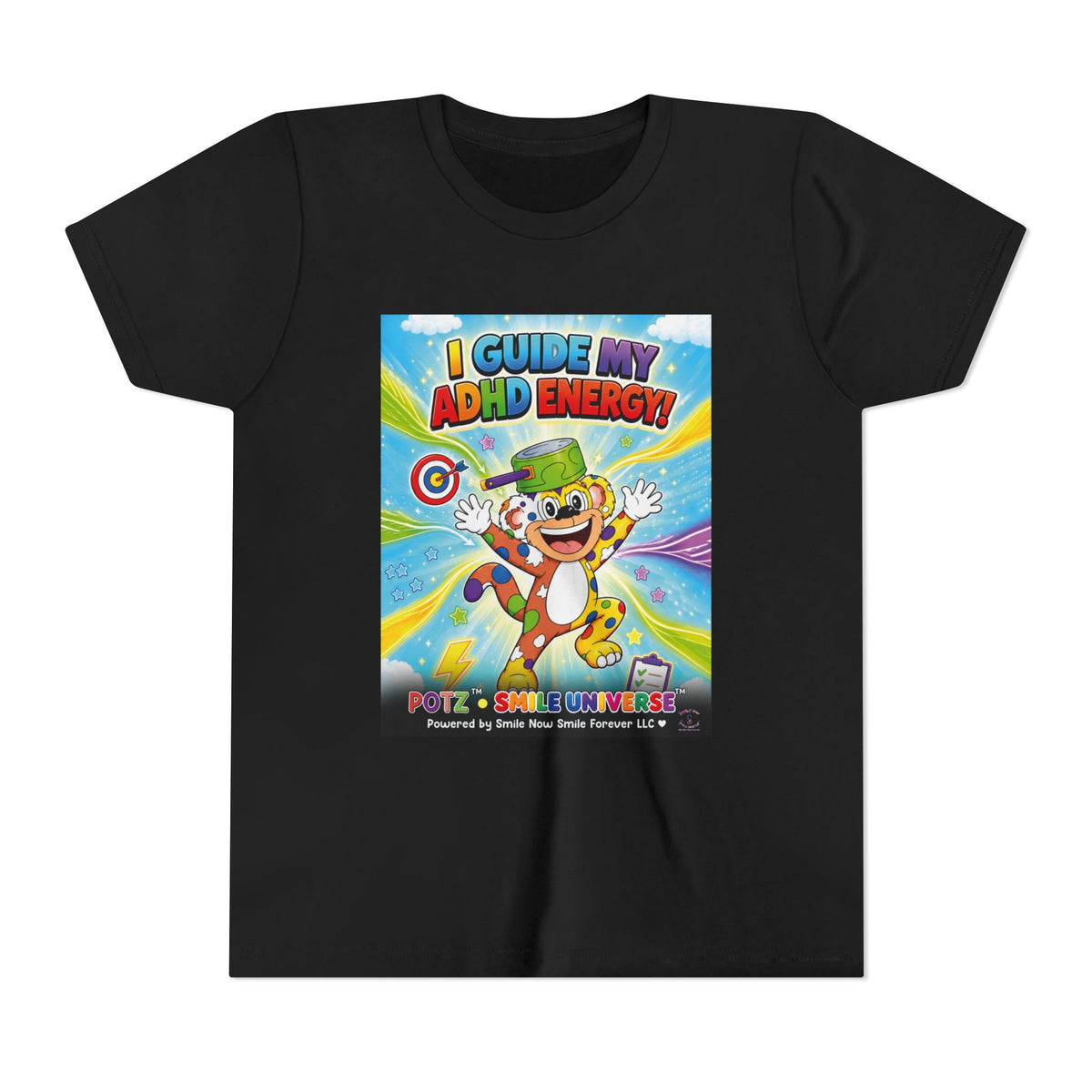Potz™ Youth Short Sleeve Tee – "I Guide My ADHD Energy!" Graphic Tee | Smile Universe Collection