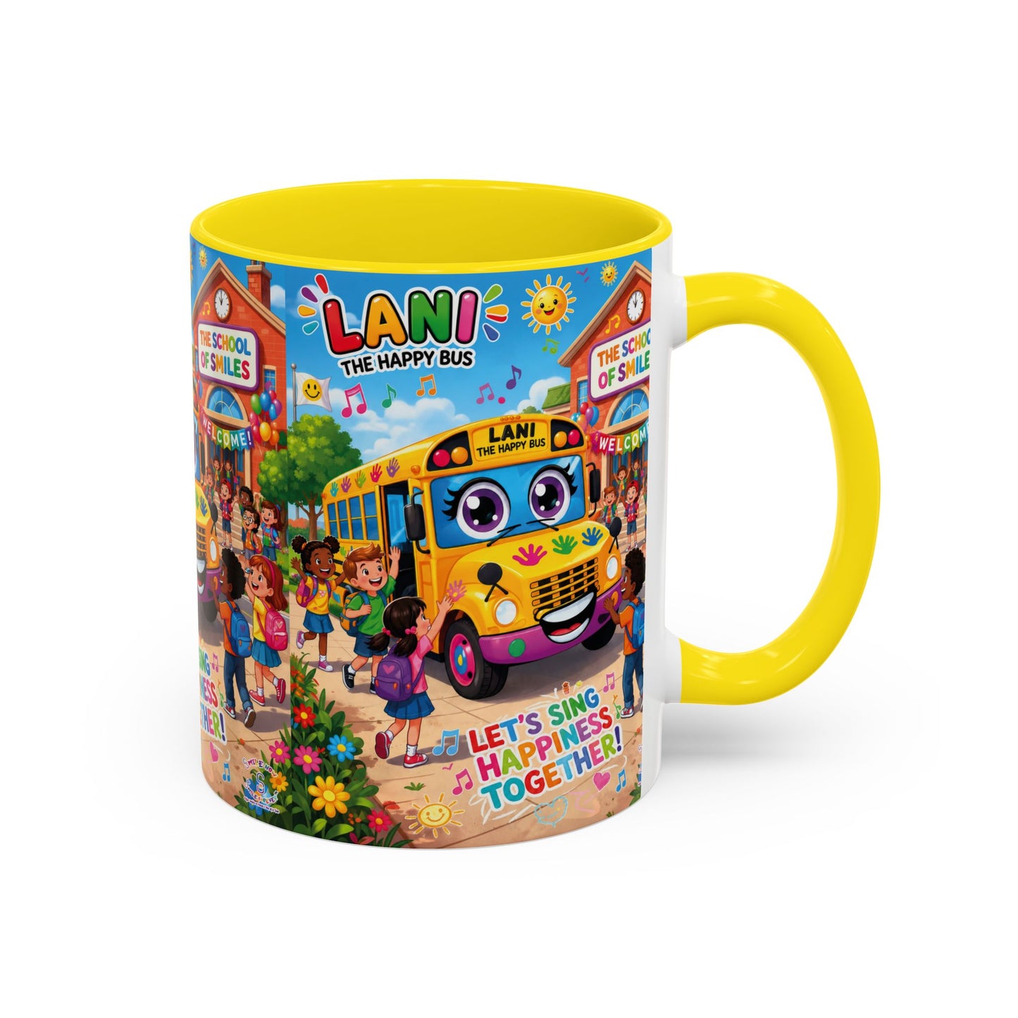 Lani™ Accent Coffee Mug (11oz & 15oz) – "Let's Sing Happiness Together!" Graphic