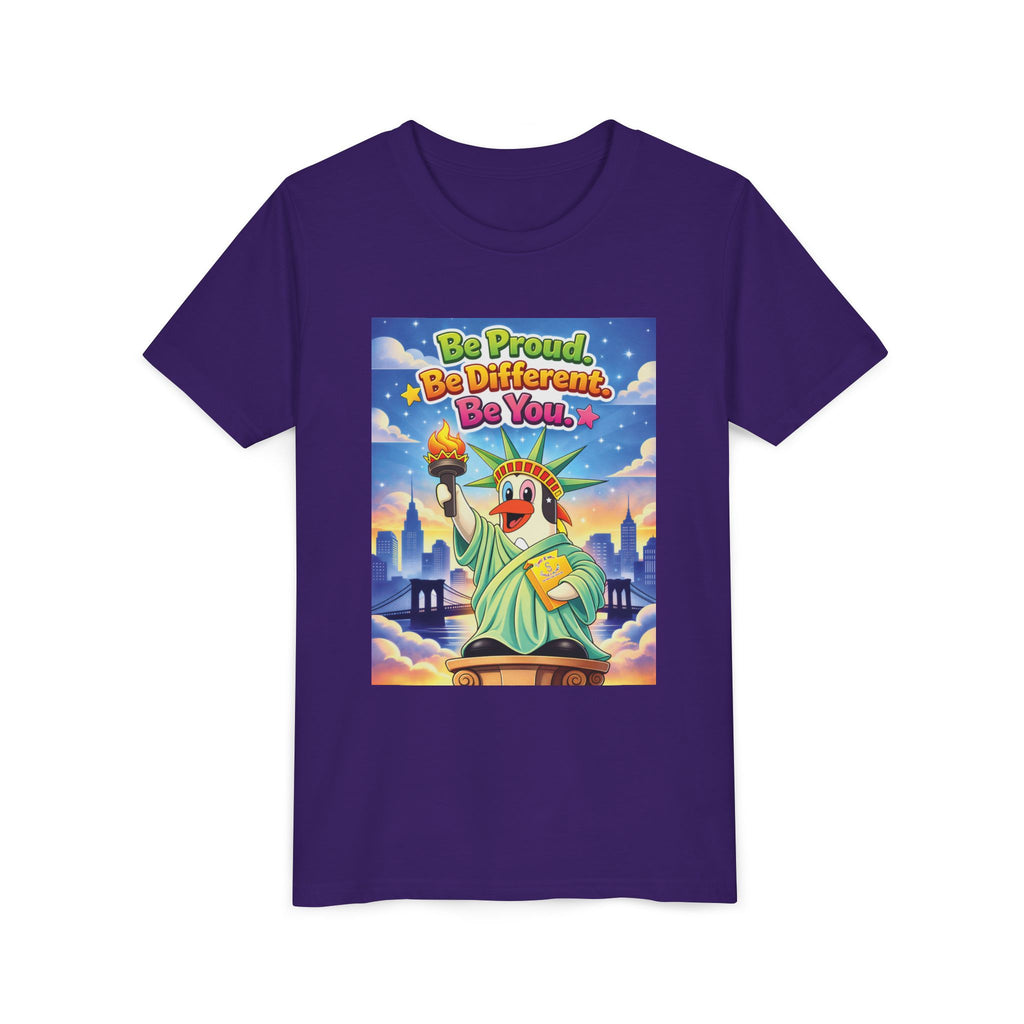 TuBz™M "Be Proud. Be Different. Be You." Kids T-Shirt - Inspirational Graphic Tee