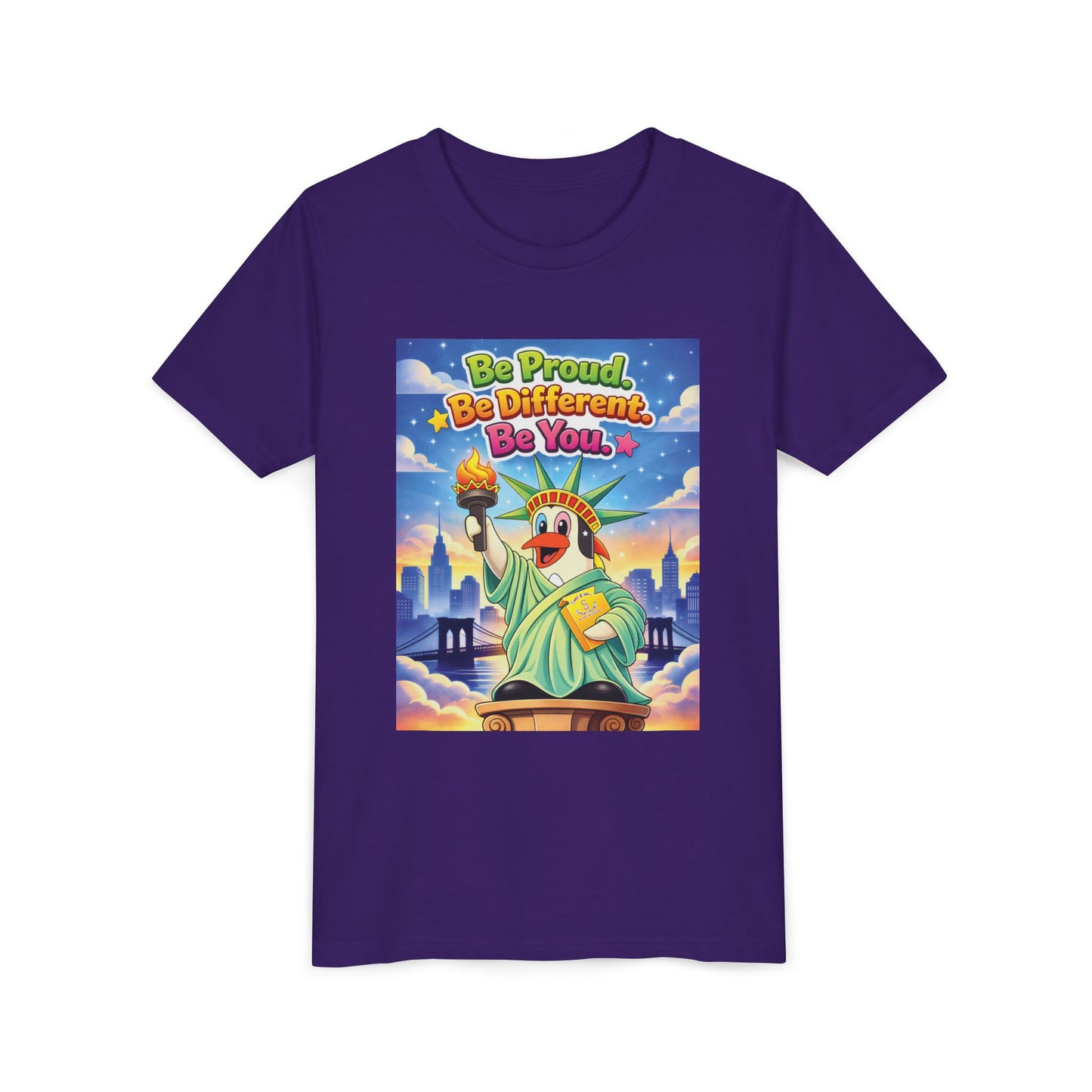 TuBz™M "Be Proud. Be Different. Be You." Kids T-Shirt - Inspirational Graphic Tee