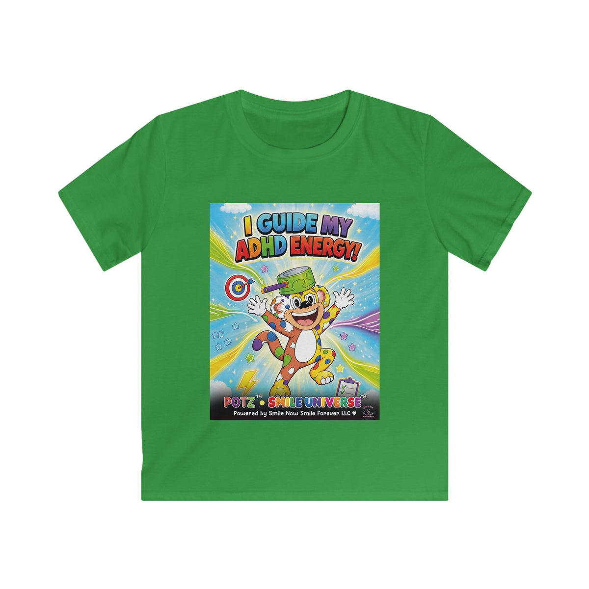 Potz™ Kids Softstyle Tee – "I Guide My ADHD Energy!" Graphic Tee | Smile Universe Collection
