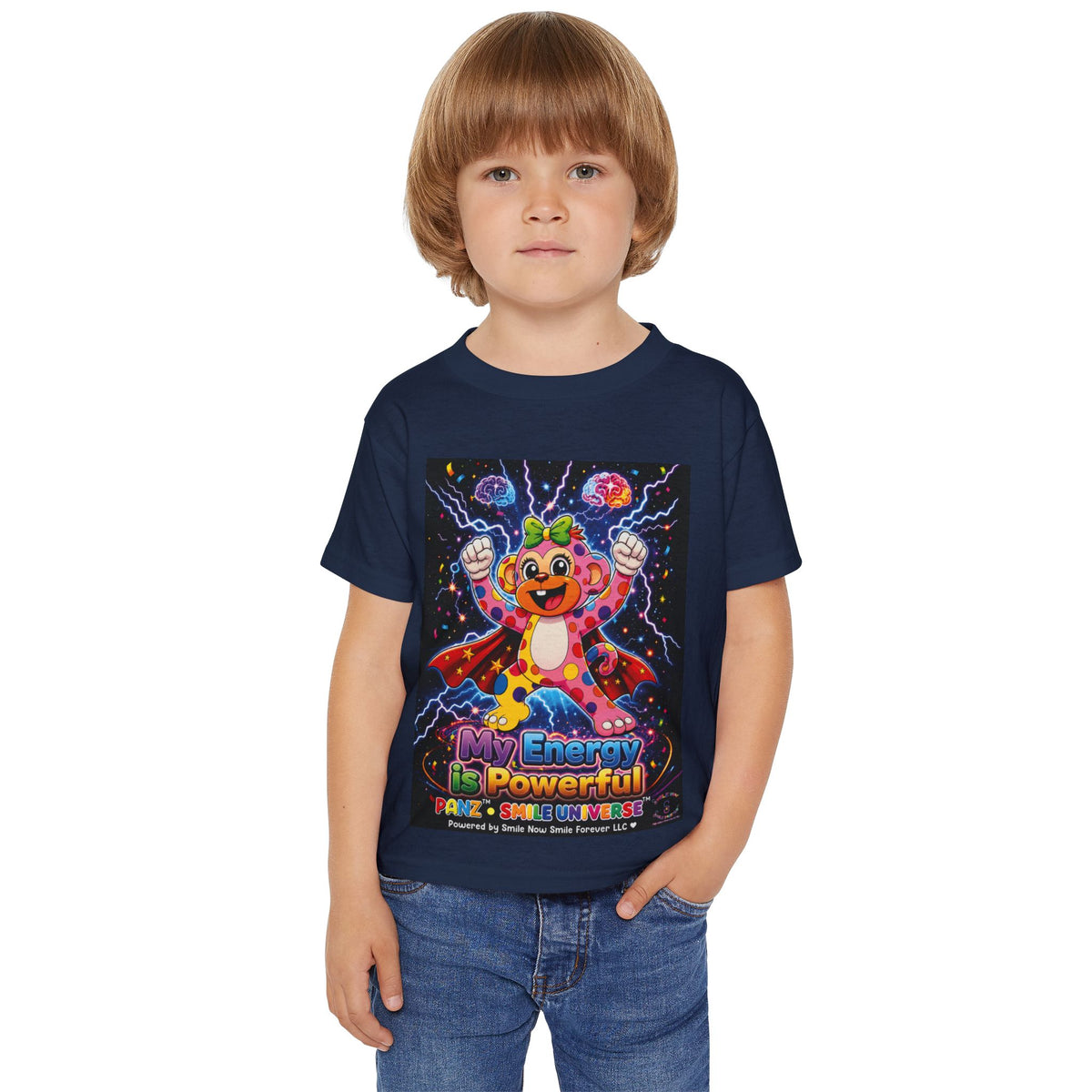 Panz™ Heavy Cotton™ Toddler T-Shirt – "My Energy is Powerful" Graphic Tee | Smile Universe Collection