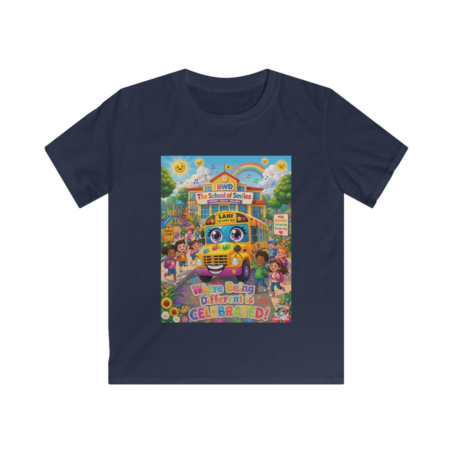Lani™ Kids Softstyle Tee – "Where Being Different is CELEBRATED!" Graphic Shirt