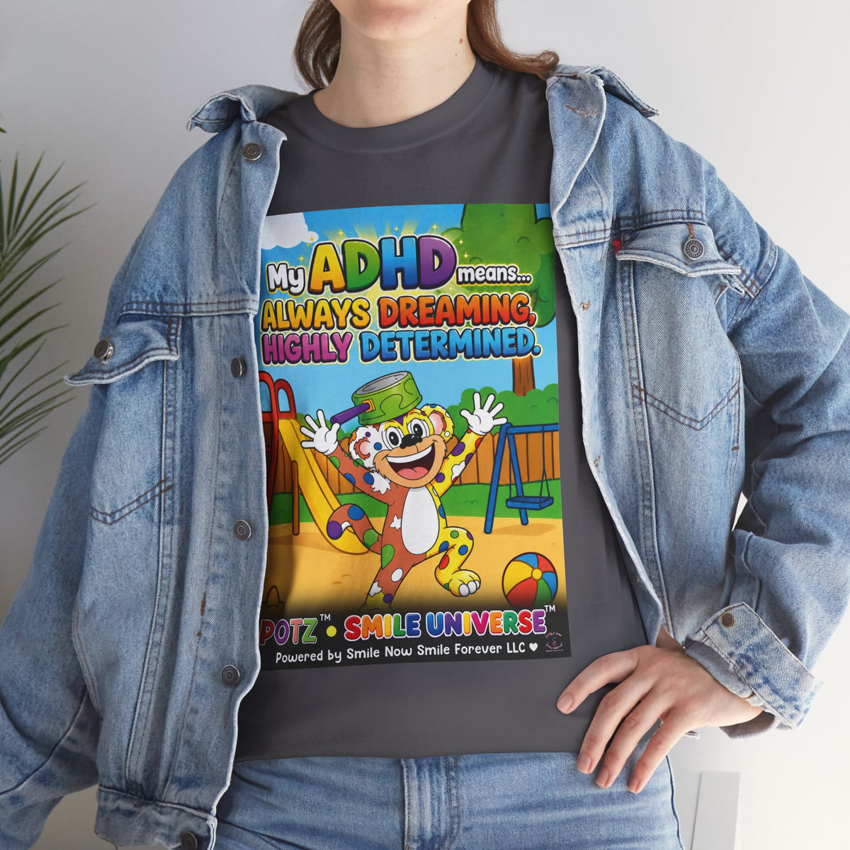 Potz™ Unisex Heavy Cotton™ Tee – "My ADHD Means Always Dreaming, Highly Determined" Graphic Tee | Smile Universe Collection
