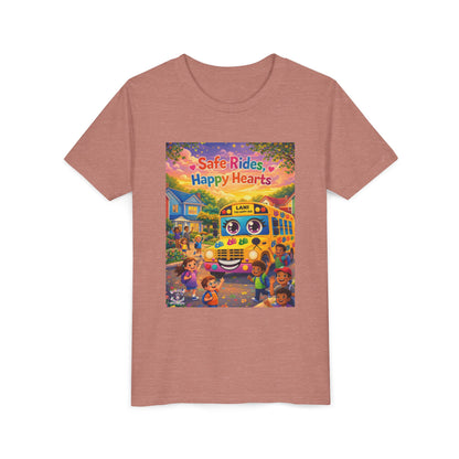 Lani™ Youth Short Sleeve Tee – "Safe Rides, Happy Hearts" Graphic