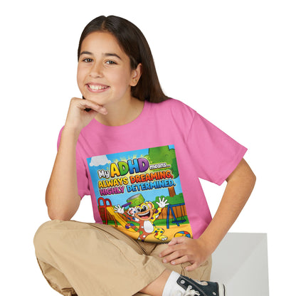 Potz™ Youth DryBlend® T-Shirt – "My ADHD Means Always Dreaming, Highly Determined" Graphic Tee | Smile Universe Collection