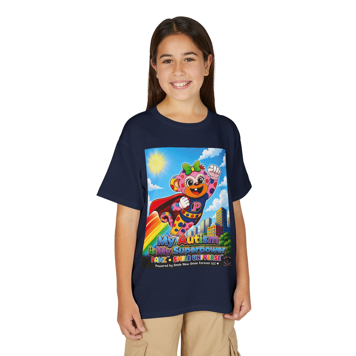 Panz™ Youth DryBlend® T-Shirt – "My Autism is My Superpower" Graphic | Smile Universe Collection