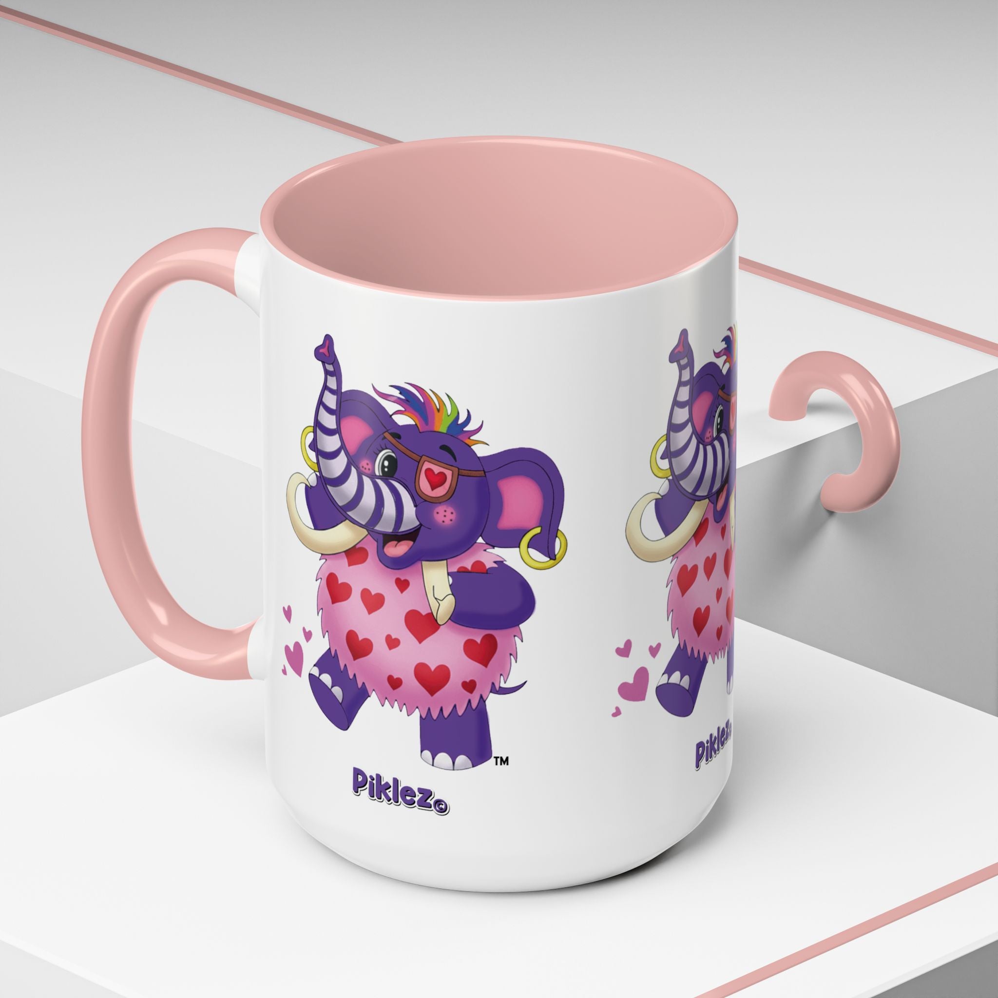 Piklez™ Accent Coffee Mug (11oz & 15oz) – "Full of Love!" Graphic | Smile Universe Collection