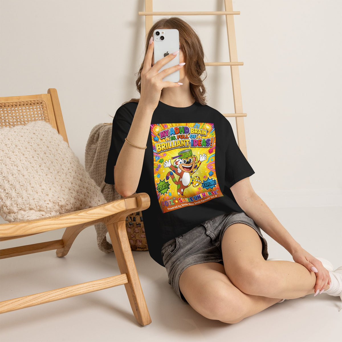 Potz™ Unisex Heavy Cotton™ Tee – "My ADHD Brain is Full of Brilliant Ideas!" Graphic Tee | Smile Universe Collection