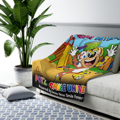 Potz™ Sherpa Fleece Blanket – "My ADHD Means Always Dreaming, Highly Determined" Graphic Throw | Smile Universe Collection