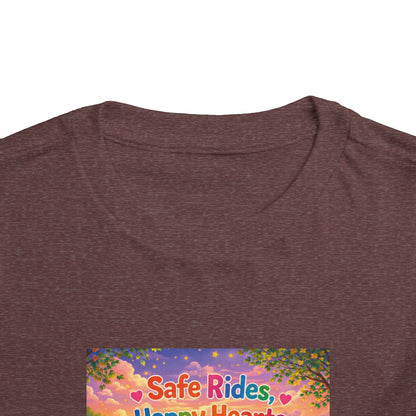 Lani™ Toddler Short Sleeve Tee – "Safe Rides, Happy Hearts" Graphic
