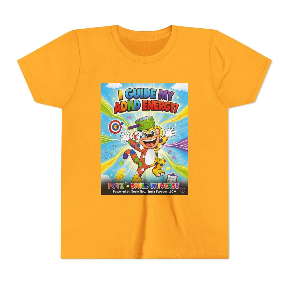 Potz™ Youth Short Sleeve Tee – "I Guide My ADHD Energy!" Graphic Tee | Smile Universe Collection