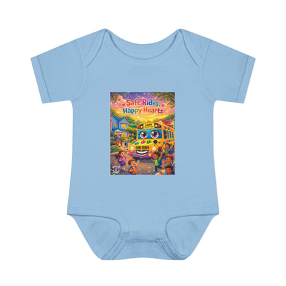 Lani™ Infant Baby Rib Bodysuit – "Safe Rides, Happy Hearts" Graphic
