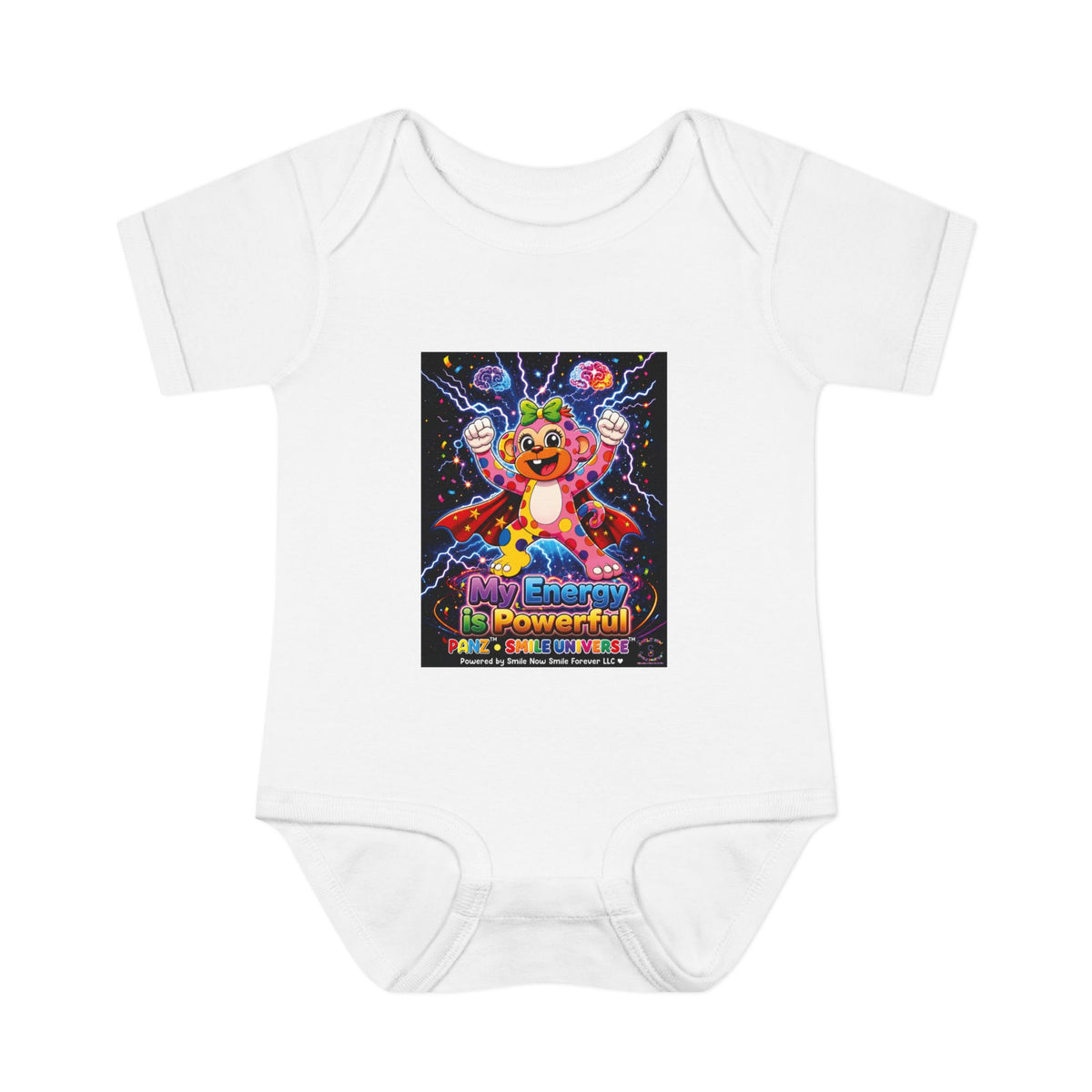 Panz™ Infant Baby Rib Bodysuit – "My Energy is Powerful" Graphic Onesie | Smile Universe Collection