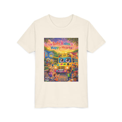 Lani™ Youth Short Sleeve Tee – "Safe Rides, Happy Hearts" Graphic