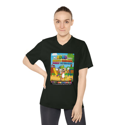 Potz™ Women's Performance V-Neck T-Shirt – "My ADHD Means Always Dreaming, Highly Determined" Graphic Tee | Smile Universe Collection