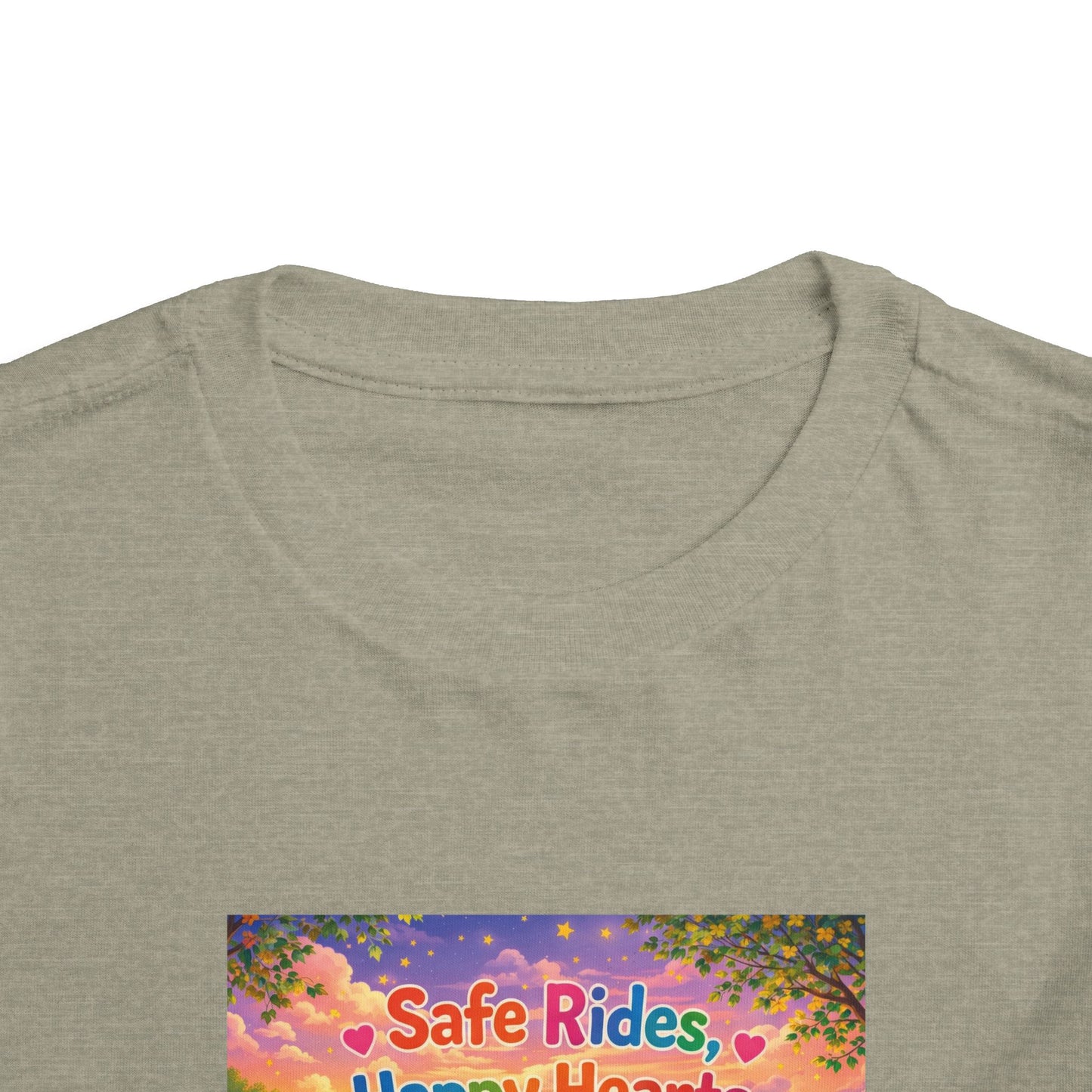 Lani™ Toddler Short Sleeve Tee – "Safe Rides, Happy Hearts" Graphic