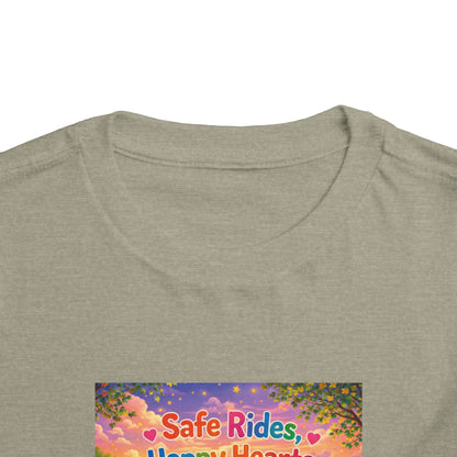 Lani™ Toddler Short Sleeve Tee – "Safe Rides, Happy Hearts" Graphic