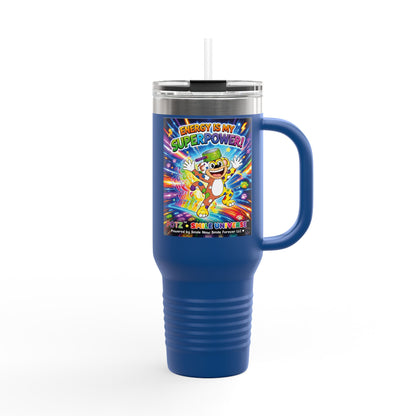 Potz™ Insulated Travel Mug 40oz – "Energy is My Superpower!" Graphic Tumbler | Smile Universe Collection
