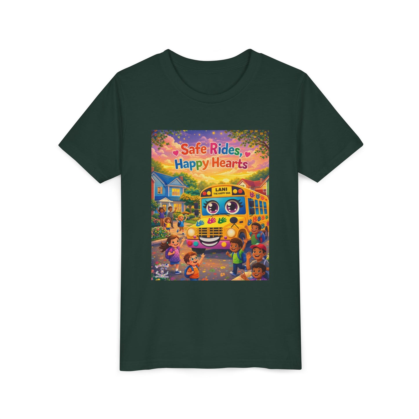 Lani™ Youth Short Sleeve Tee – "Safe Rides, Happy Hearts" Graphic