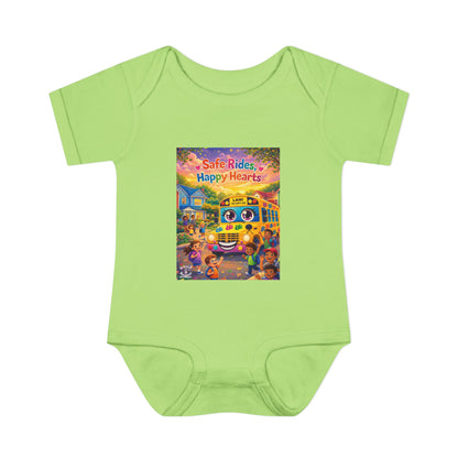 Lani™ Infant Baby Rib Bodysuit – "Safe Rides, Happy Hearts" Graphic