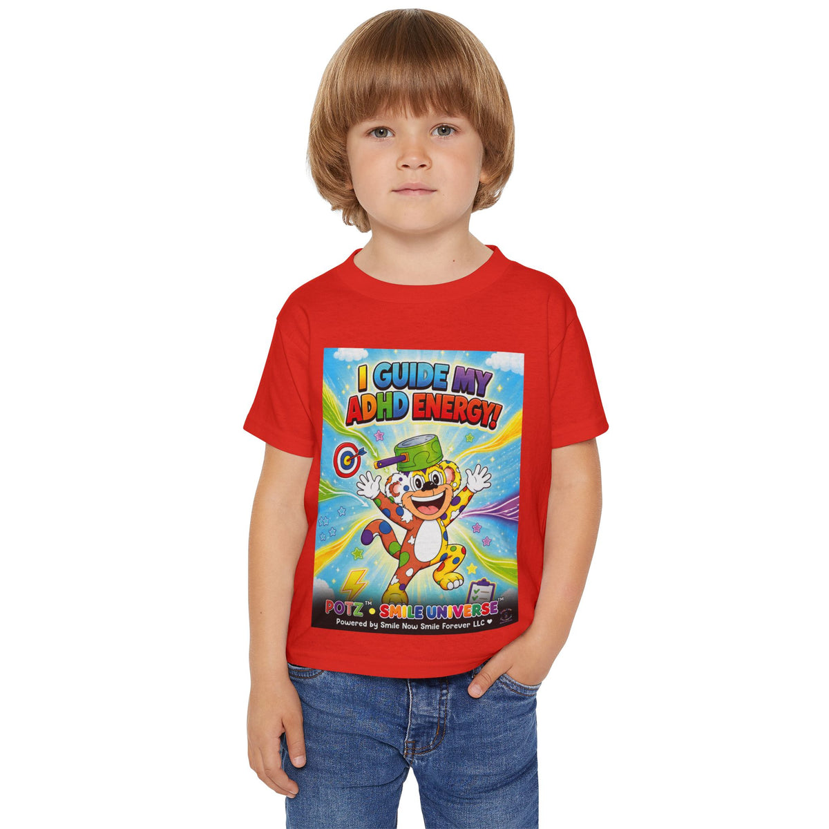 Potz™ Heavy Cotton™ Toddler T-Shirt – "I Guide My ADHD Energy!" Graphic Tee | Smile Universe Collection