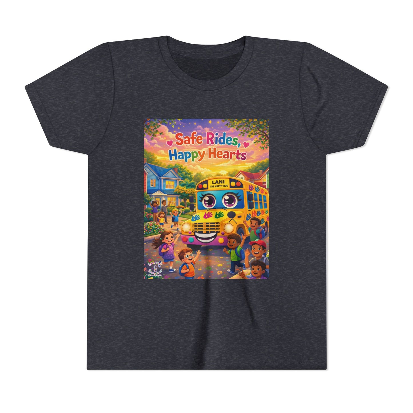Lani™ Youth Short Sleeve Tee – "Safe Rides, Happy Hearts" Graphic