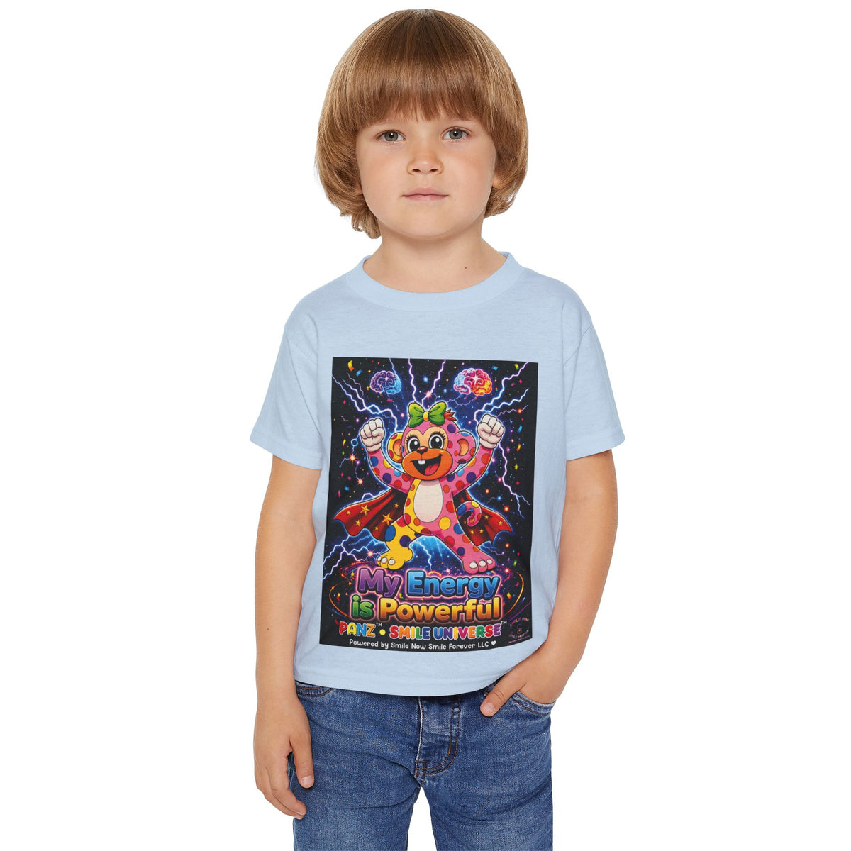Panz™ Heavy Cotton™ Toddler T-Shirt – "My Energy is Powerful" Graphic Tee | Smile Universe Collection