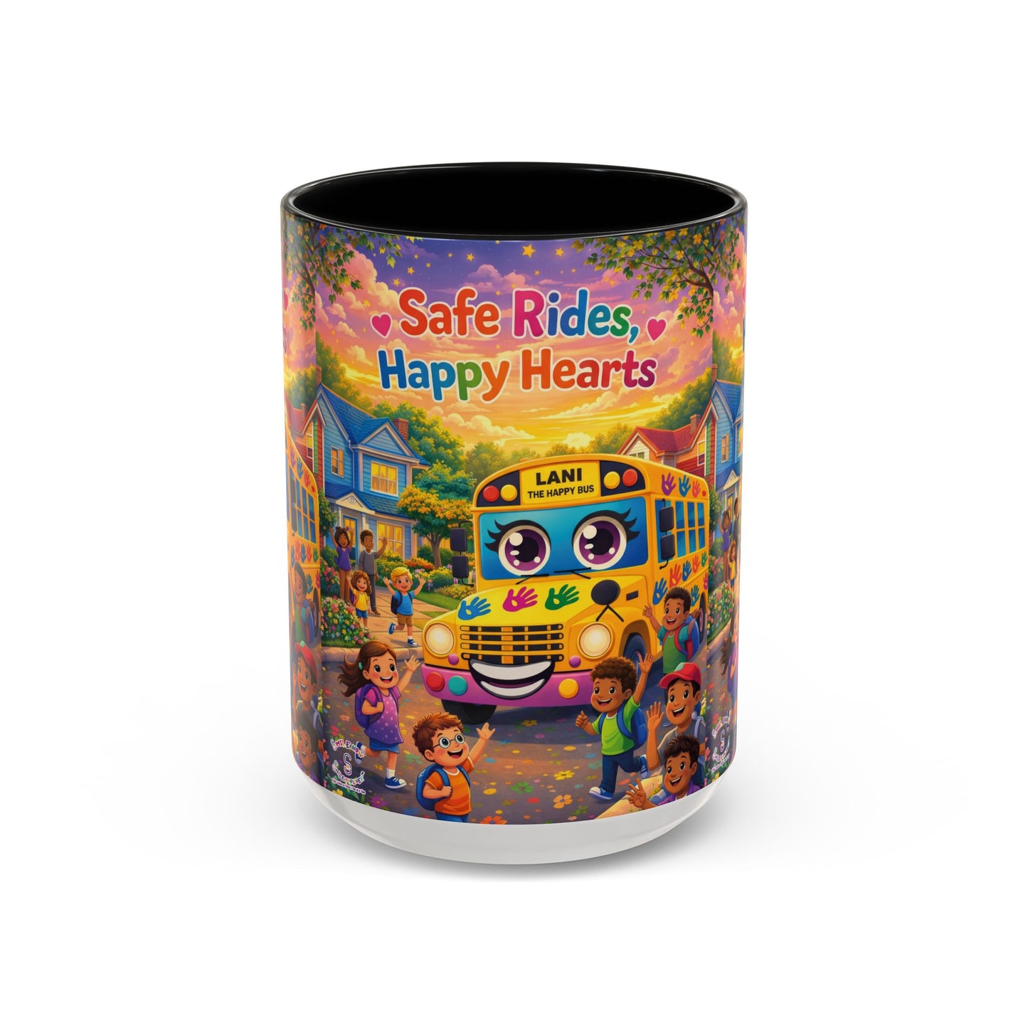 Lani™ Accent Coffee Mug (11oz & 15oz) – "Safe Rides, Happy Hearts" Graphic