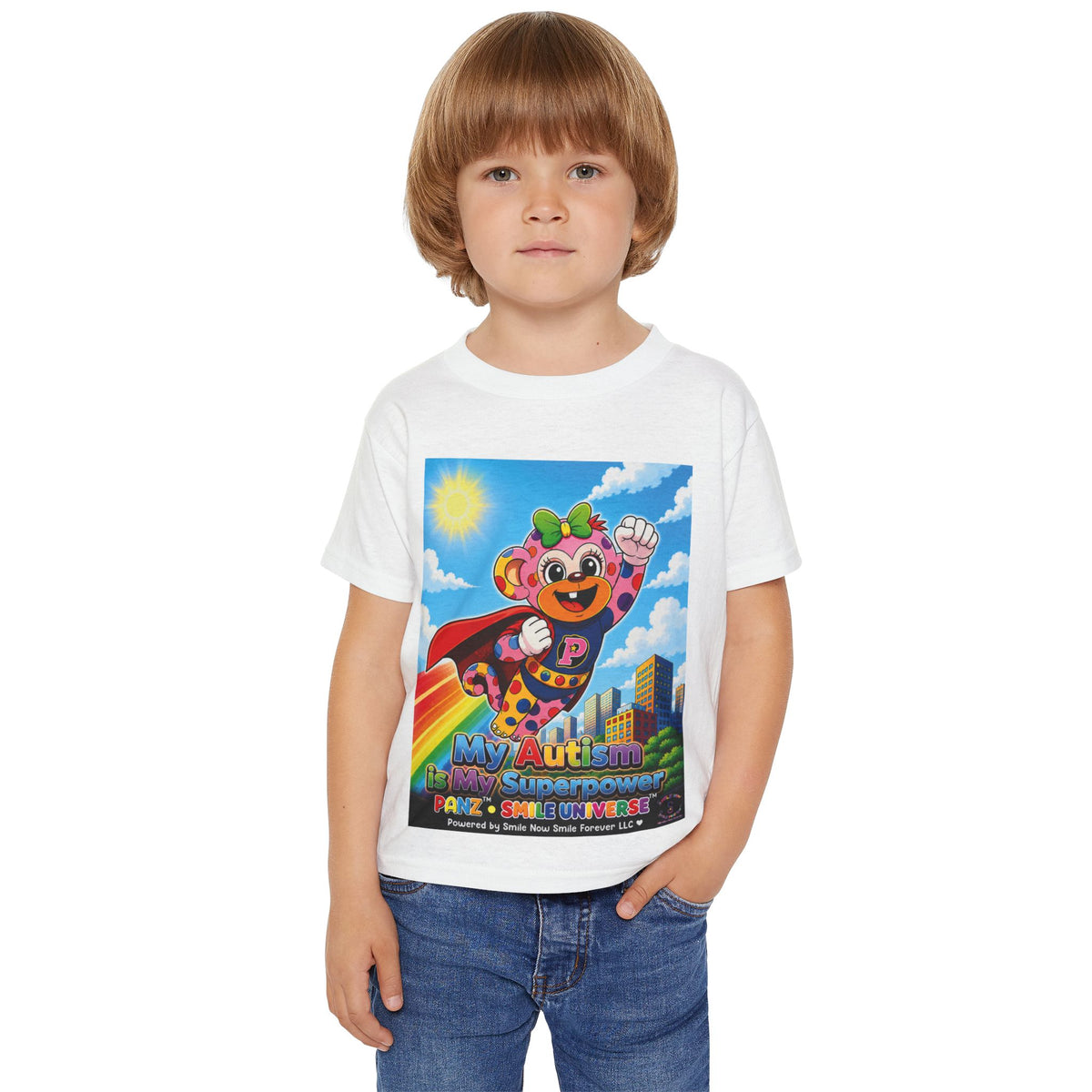 Panz™ Heavy Cotton™ Toddler T-Shirt – "My Autism is My Superpower" Graphic | Smile Universe Collection