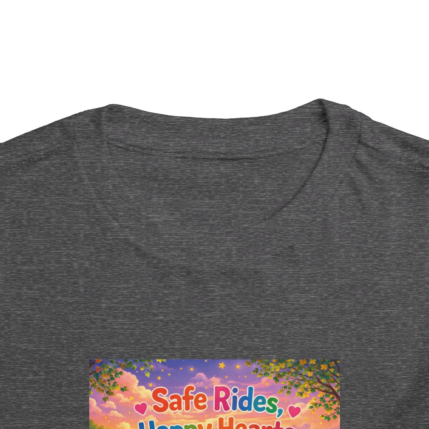 Lani™ Toddler Short Sleeve Tee – "Safe Rides, Happy Hearts" Graphic