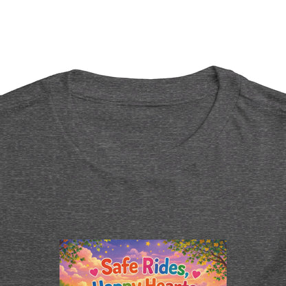 Lani™ Toddler Short Sleeve Tee – "Safe Rides, Happy Hearts" Graphic