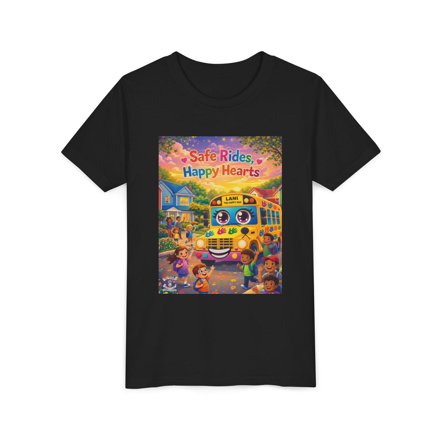 Lani™ Youth Short Sleeve Tee – "Safe Rides, Happy Hearts" Graphic