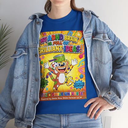 Potz™ Unisex Heavy Cotton™ Tee – "My ADHD Brain is Full of Brilliant Ideas!" Graphic Tee | Smile Universe Collection