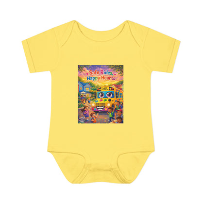 Lani™ Infant Baby Rib Bodysuit – "Safe Rides, Happy Hearts" Graphic