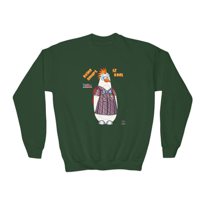 TuBz™ "Being Smart Iz Kool" Youth Crewneck Sweatshirt – Character Dress-Up Graphic Sweatshirt | Smile Universe TuBz4Kidz Collection