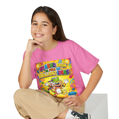 Potz™ Youth DryBlend® T-Shirt – "My ADHD Brain is Full of Brilliant Ideas!" Graphic Tee | Smile Universe Collection