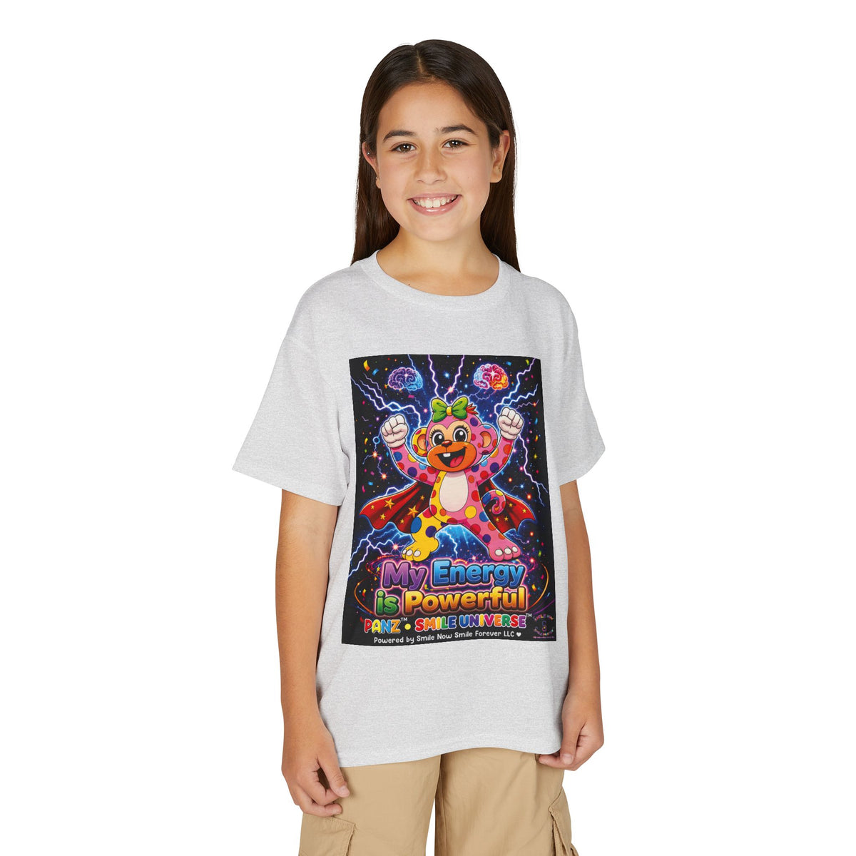 Panz™ Youth DryBlend® T-Shirt – "My Energy is Powerful" Graphic Tee | Smile Universe Collection