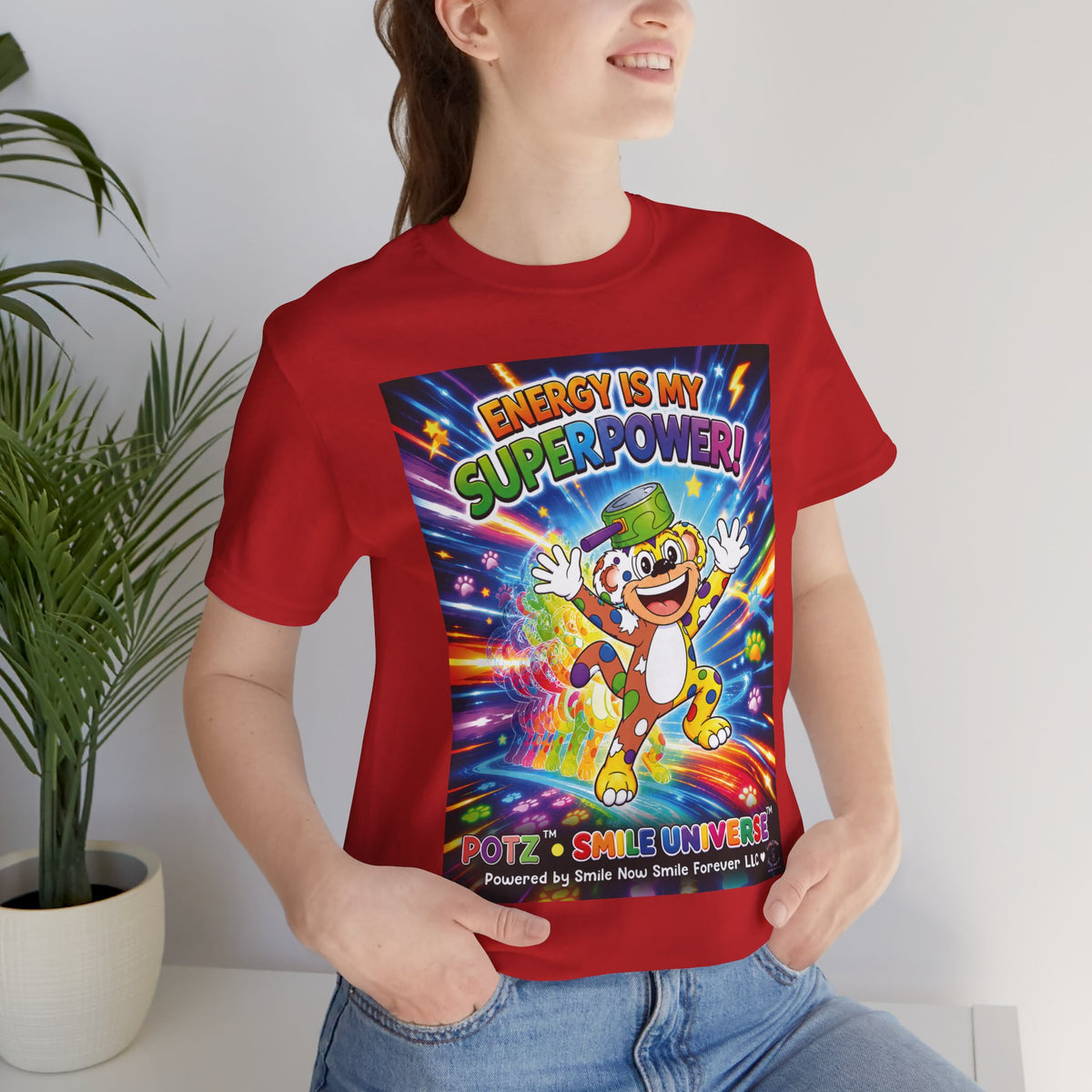Potz™ Unisex Jersey Short Sleeve Tee – "Energy is My Superpower!" Graphic Tee | Smile Universe Collection